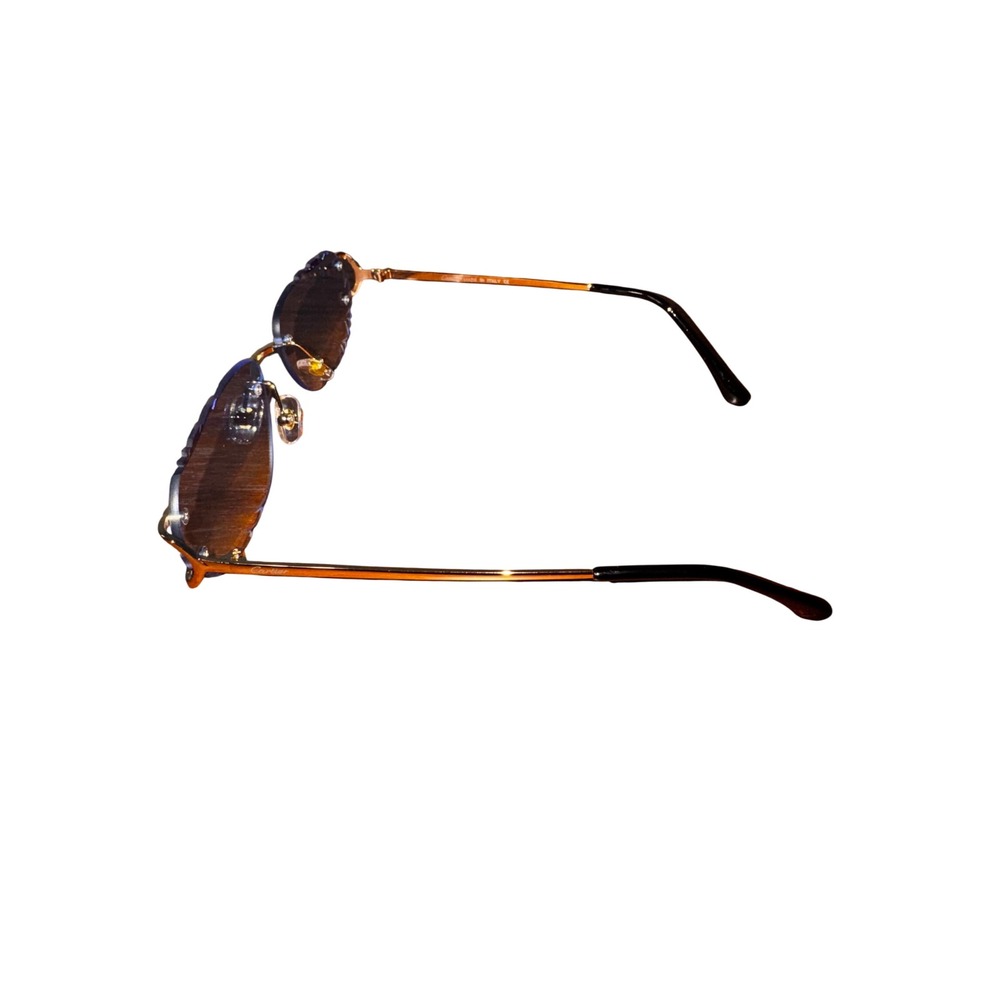 Cartier Rimless Sunglasses Gold Blue Gradient Diamond Cut Lens Made in Italy - Picture 2 of 8